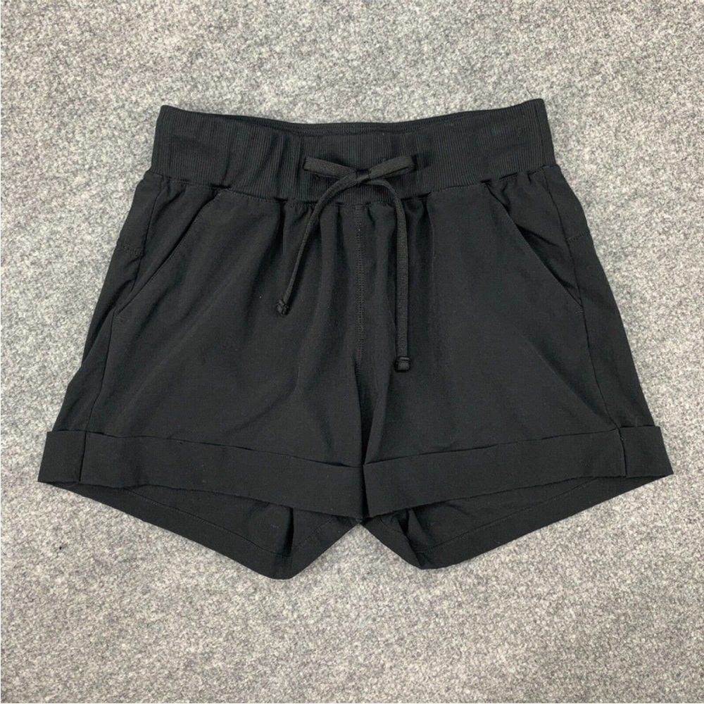 Z By Zella Shorts Womens XS Extra Small Cuffed High Rise Black Drawcord Stretch